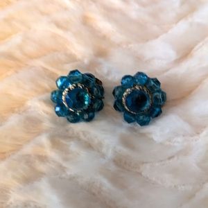 Vintage Western Germany blue jewel earrings